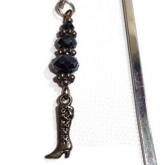 Shepherd Hook Beaded Charm Bookmark Handmade #26 - Picture 2 of 4